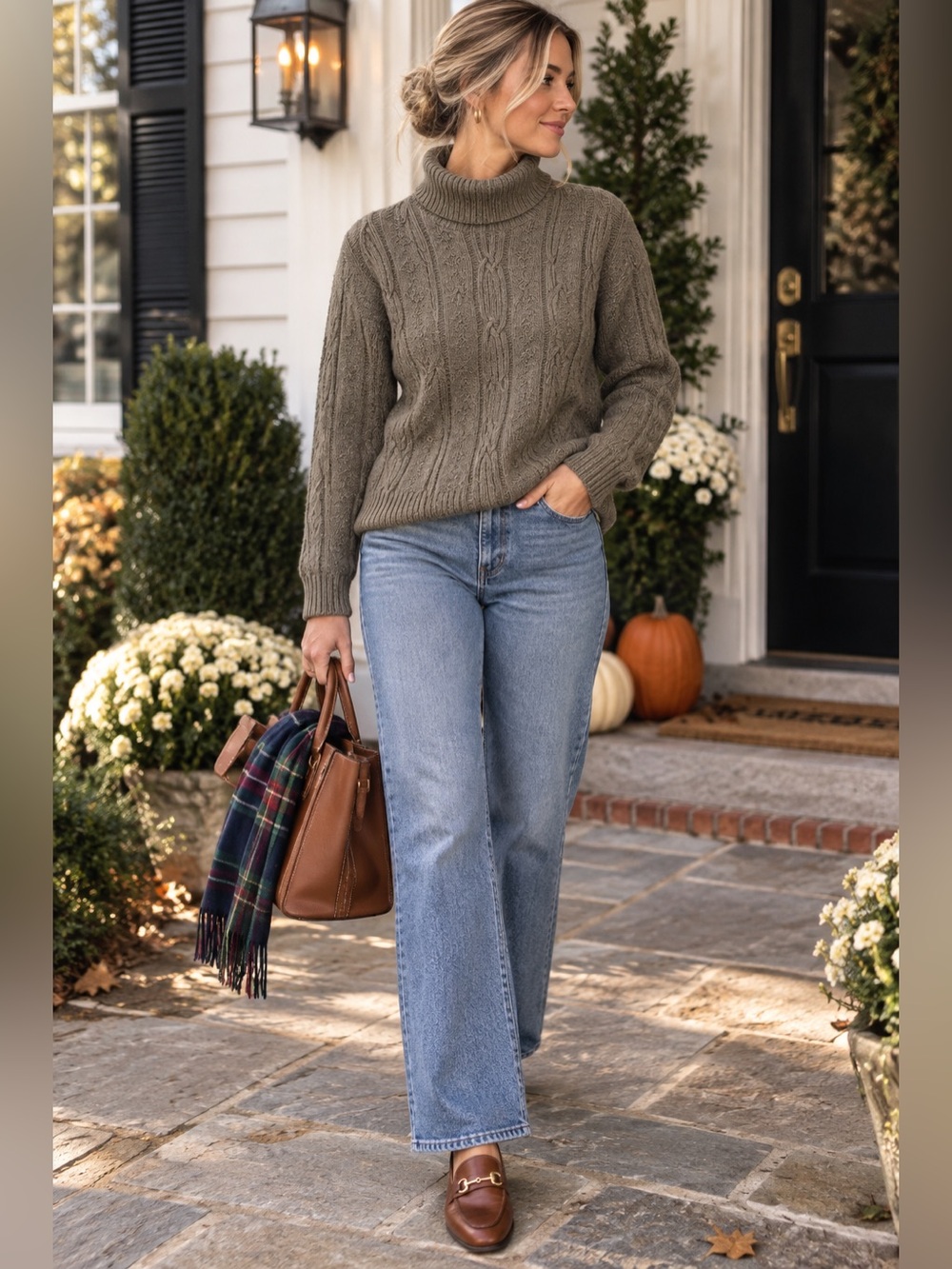 Northern Reflections Vintage Gray Cable Knit Turtleneck Sweater Made in Canada M